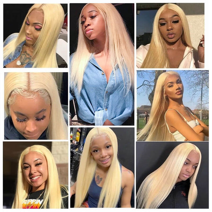 Pure 613 Blonde Straight Lace Wigs 4x4 Closure Wig 13x4 Lace Wigs