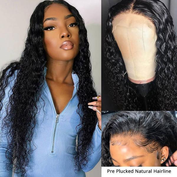 5X5 Lace Closure Wigs Human Hair Water Wave Pre Plucked Frontal Wigs with Baby Hair