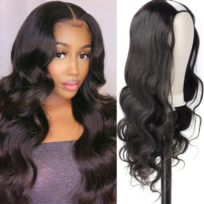 Body Wave U Part Human Hair Wigs Glueless Natural Looking Hairline