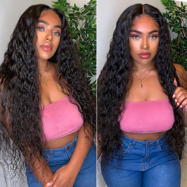 5X5 Lace Closure Wigs Human Hair Water Wave Pre Plucked Frontal Wigs with Baby Hair