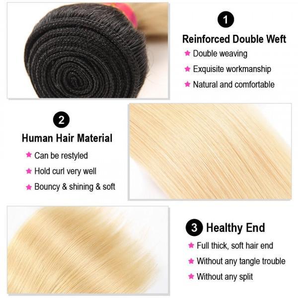 4PC Straight 1b/613 Color Best Human Hair Bundles