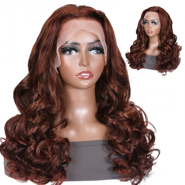 Reddish Brown Body Wave Human Hair 13x4 Lace Front Wig
