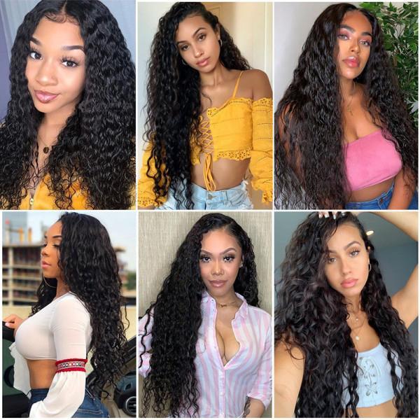 5X5 Lace Closure Wigs Human Hair Water Wave Pre Plucked Frontal Wigs with Baby Hair