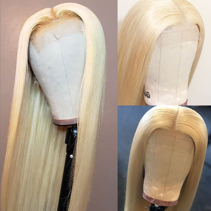 Pure 613 Blonde Straight Lace Wigs 4x4 Closure Wig 13x4 Lace Wigs