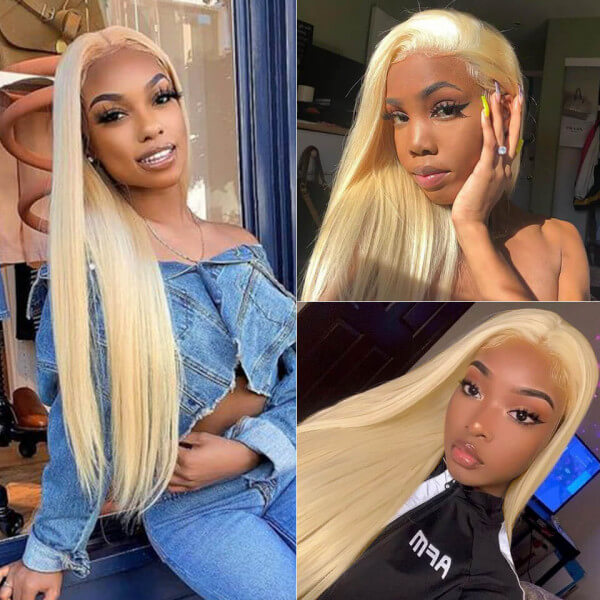 Pure 613 Blonde Straight Lace Wigs 4x4 Closure Wig 13x4 Lace Wigs