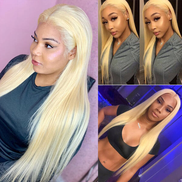 Pure 613 Blonde Straight Lace Wigs 4x4 Closure Wig 13x4 Lace Wigs