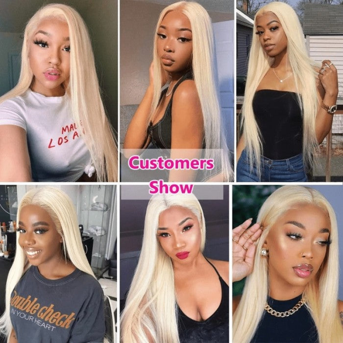 HD Lace 150% Density Straight Wig 613 Blond Color 4X4 Lace Closure Glueless Wig